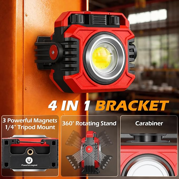 Samyoung 2-Pack 2400LM Magnetic Rechargeable Work Light, Dual-Sided LED Work - Image 6