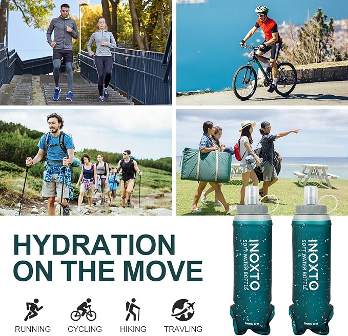 INOXTO Soft Flask, Collapsible Soft Water Bottles - Image 6