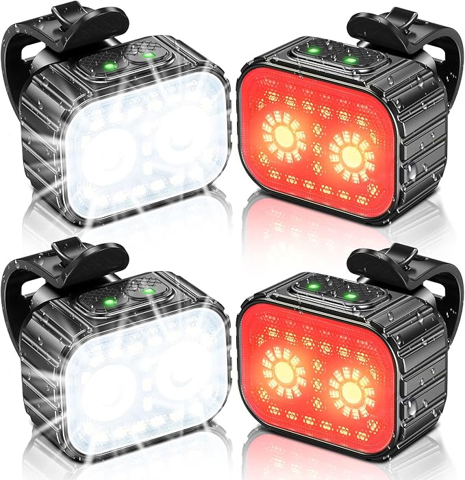 Cuvccn Bike Lights Super Bright, Rechargeable Bicycle Lights Set Multiple Modes by Cuvccnfocusonbikelights