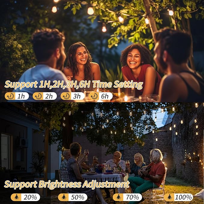 48FT LED Outdoor String Lights, S14 IP65 Waterproof Patio Lights Outside Light - Image 2