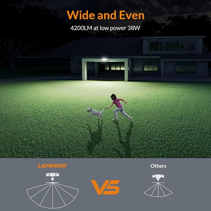 LEPOWER LED Security Light Motion Sensor Light Outdoor, 38W 4200LM Motion - Image 4