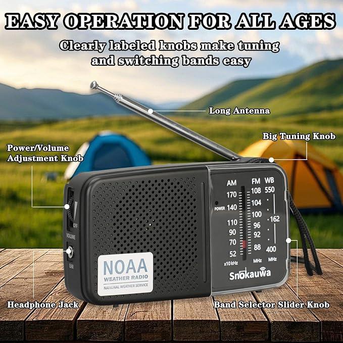 Portable AM FM Transistor Radio Battery Operated, NOAA Weather Radio - Image 4