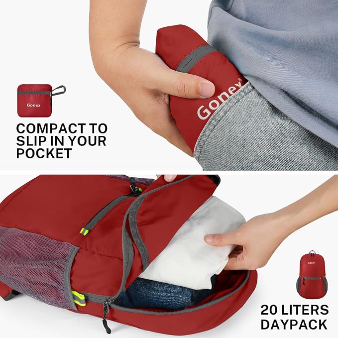 Gonex Ultra Lightweight Packable Backpack 20L Daypack Handy Foldable Camping - Image 4