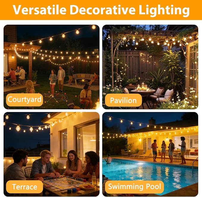 LumBelle Smart Outdoor String Lights, 50FT ST38 LED Patio Lights - Image 7
