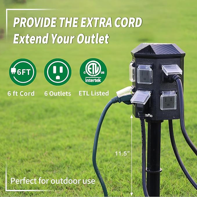 TiFFCOFiO Outdoor Power Stake Timer, 100FT Remote Control, Dusk to Dawn - Image 6