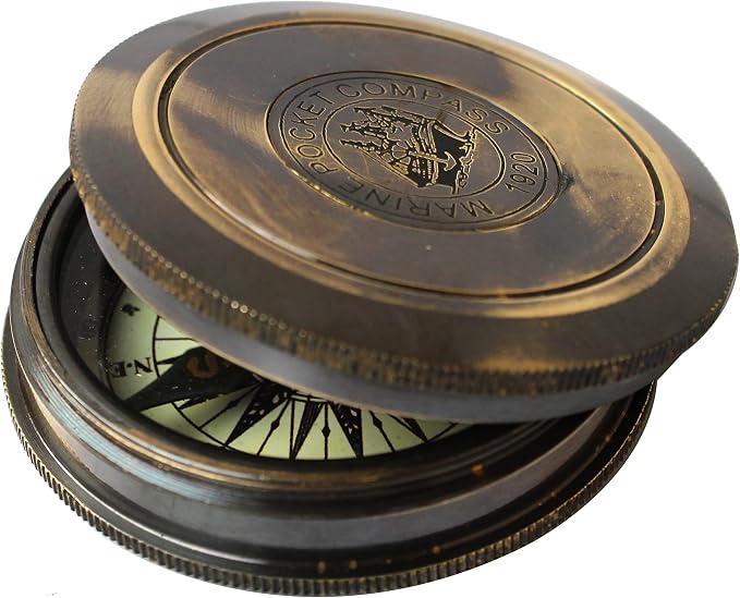 Marine Pocket Compass 1920 Vintage Brass Navigation Compass - Image 9