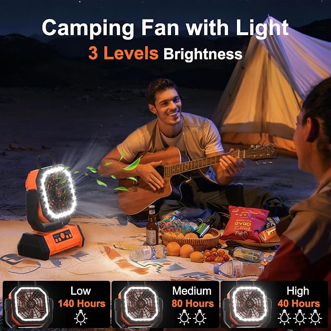 Honesorn Portable Rechargeable Fan 20000mAh, Camping Fan - Image 5