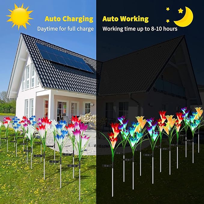 ostritec Solar Lights Outdoor Waterproof, 4 Pack Garden Decor Lights, 16 - Image 3