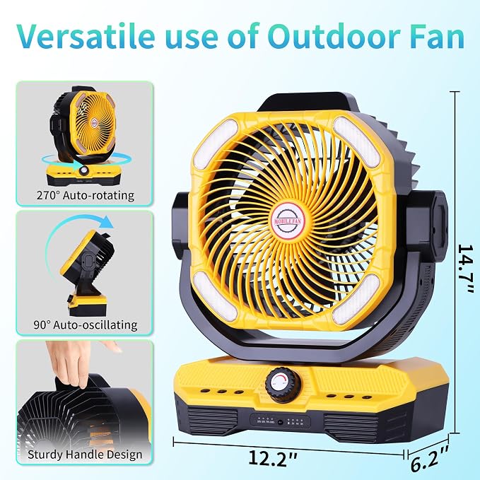 WESTTREE Battery Powered Fan Powerful Airflow Battery Operated Air Circulator - Image 6