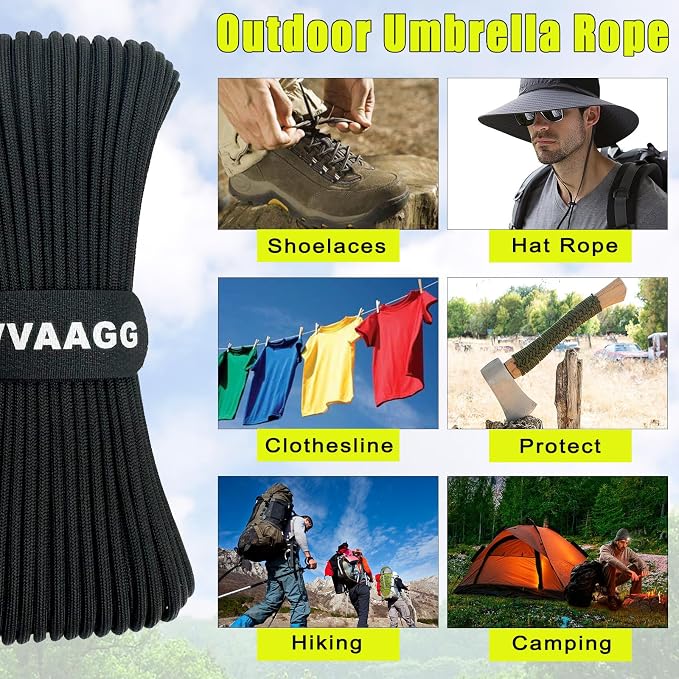 VVAAGG 1000 Black Paracord Rope 100FT Utility Nylon Heavy Duty 12 Strand - Image 5