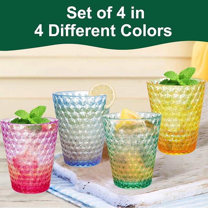 Lily's Home Unbreakable Premium Drinking Glasses Set of 4, Plastic Cups - Image 4
