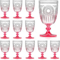 XUWAIDSGN 12Pcs Plastic Vintage Wine Glasses 13.5oz Reusable Embossed Goblet by XUWAIDSGN