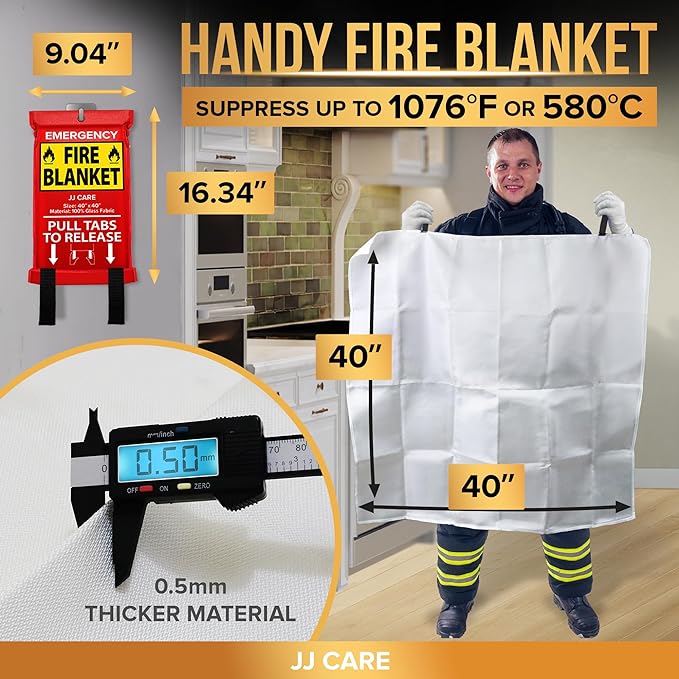 JJ CARE Fire Blanket – 40"x40" 4 Packs - Image 3