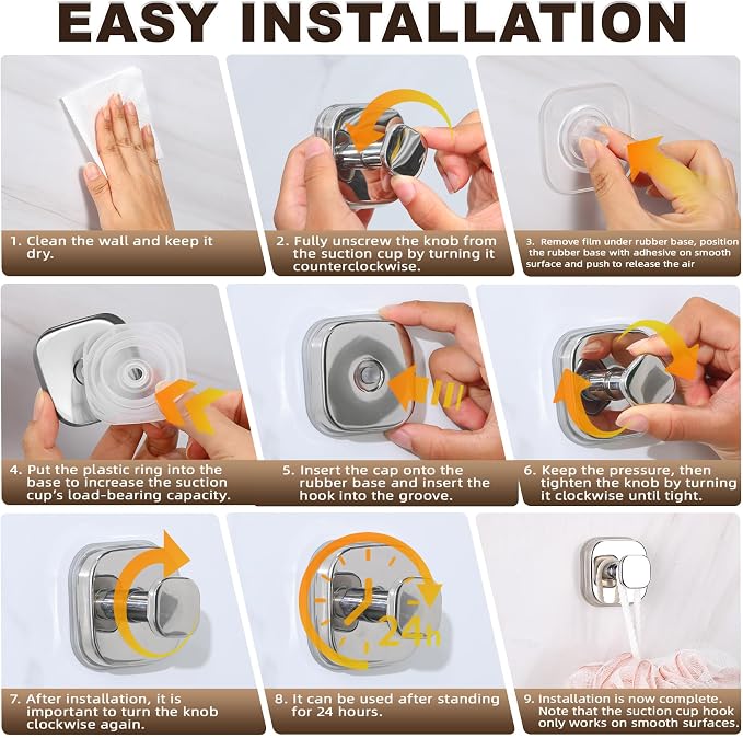 Suction Cup Hooks for Shower Heavy Duty No-Drill– Reusable Multi-Purpose Hooks - Image 6