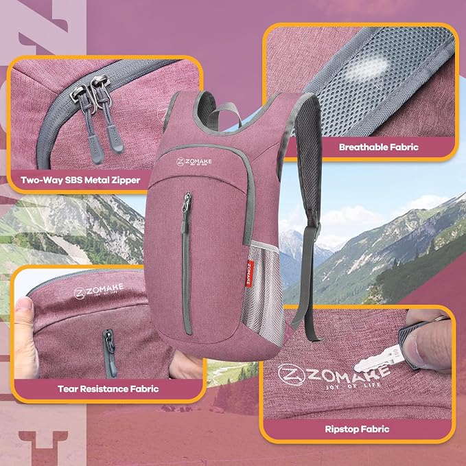 ZOMAKE 10L Ultra Lightweight Packable Backpack, Small Daypack Light Foldable - Image 4