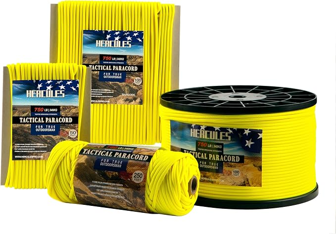 HERCULES 750lb Paracord 4mm 11 Strands Tactical Parachute Cord, Outdoor Gear by HERCULES