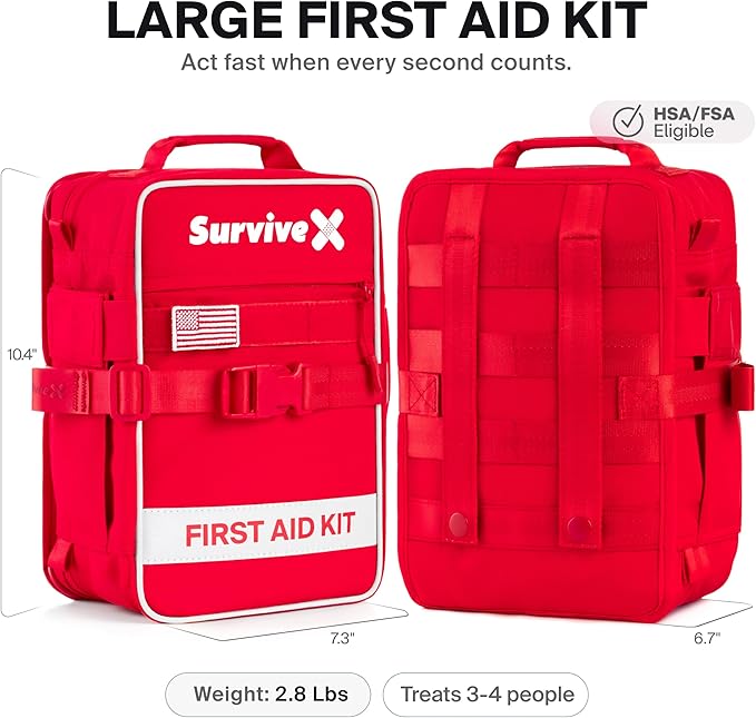 SurviveX Large First Aid Kit for Car, Travel & Home - Image 2