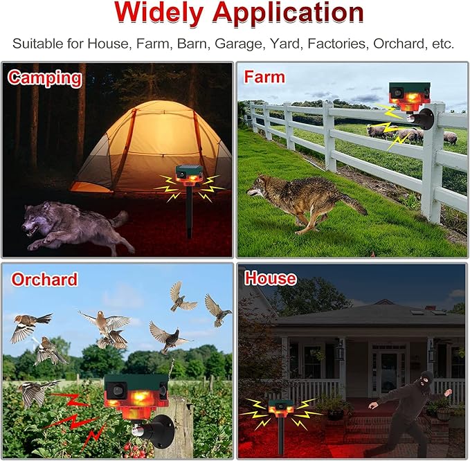 Solar Sensor Security Alarm Lights Outdoor, 360° Motion Detector LED Flashing - Image 7