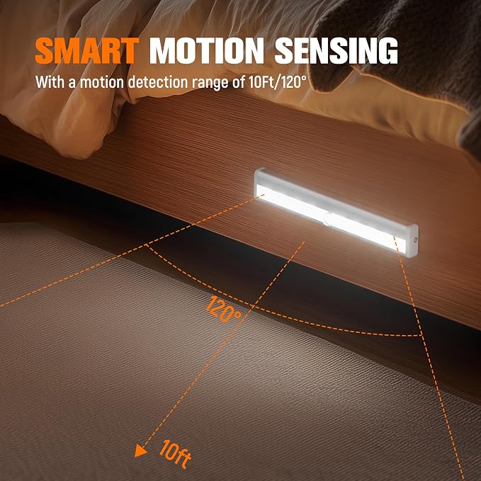 Molrebe Motion Sensor LED Lights, 6 Pack Battery Operated 10 LED Motion Closet - Image 4