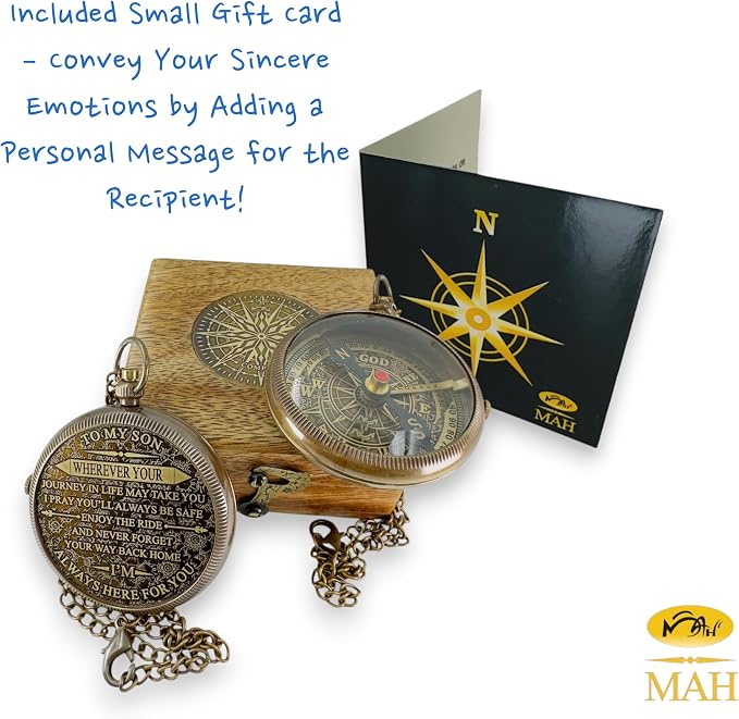 Brass Compass Gift to My Son Never Forget I Love You, Sentimental Keepsake from - Image 4