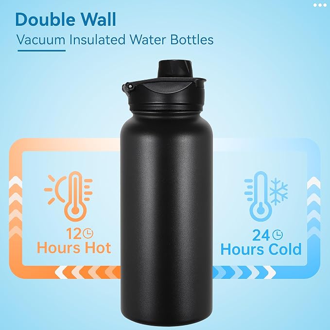 VEGOND 32 oz Insulated Water Bottle Bulk Stainless Steel Metal Water Bottles - Image 3