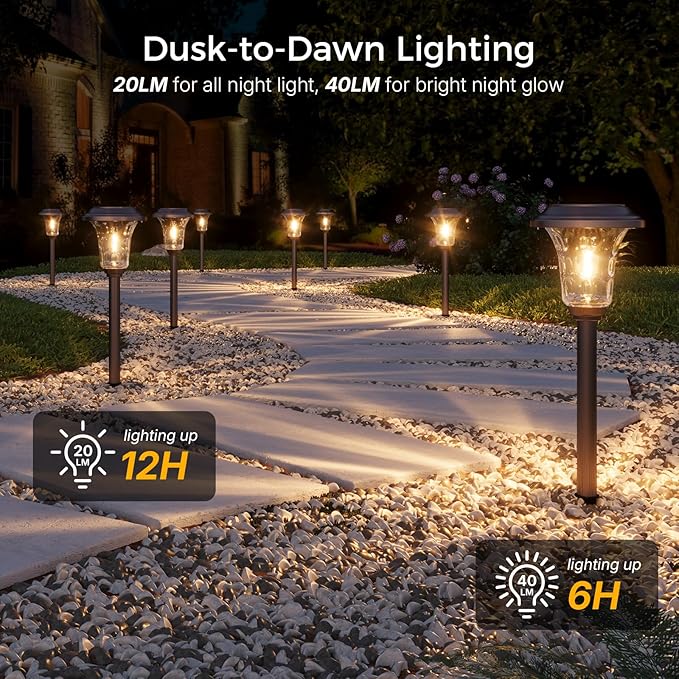 XMCOSY+ Solar Pathway Lights, 4 Pack Metal Solar Lights Outdoor Waterproof - Image 3