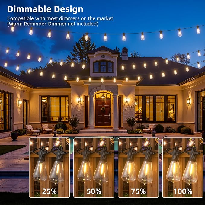 FOOMAN LED Outdoor String Lights, 100FT Outside Waterproof Patio Lights - Image 7