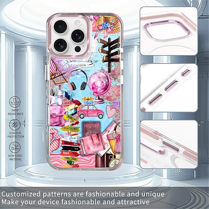 Case for iPhone 16 Pro, Cover Holiday Trip World Map Phone Case Design，for - Image 2