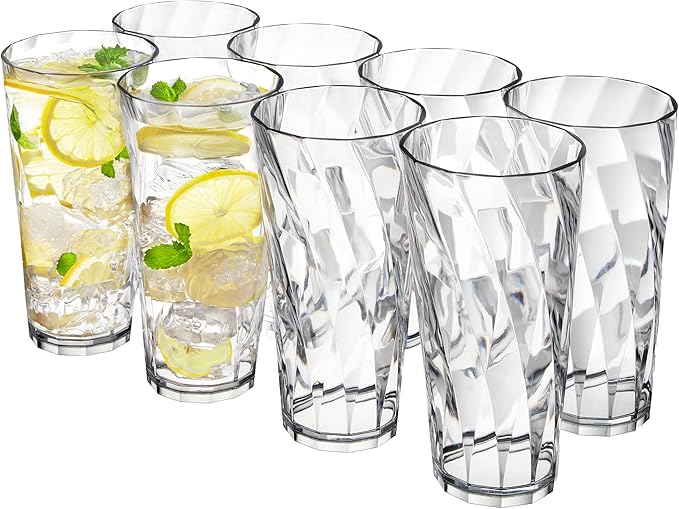 US Acrylic Optix Plastic Reusable Drinking Glasses 26oz Iced-Tea Cups in Clear by USAcrylic