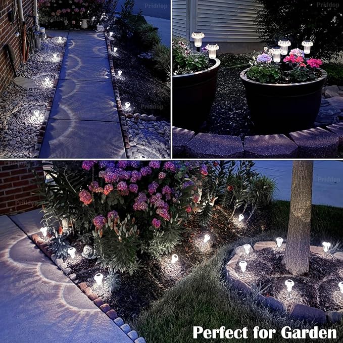 Priddop Solar Lights Outdoor Pathway Waterproof 8 Pack Cold White LED Acrylic - Image 4