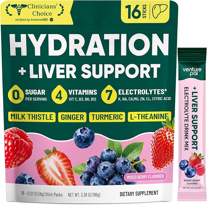 Venture Pal Hydration Packets + Liver Support- Liquid Daily IV Electrolyte by VenturePal