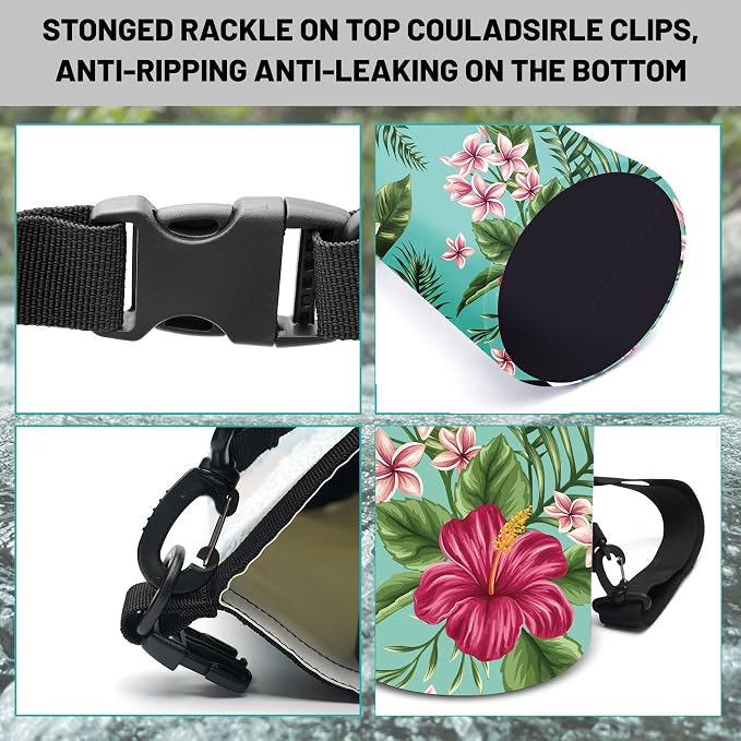 Waterproof Dry Bag, Roll Top Tropical Summer Watercolor Hibiscus Small - Image 3