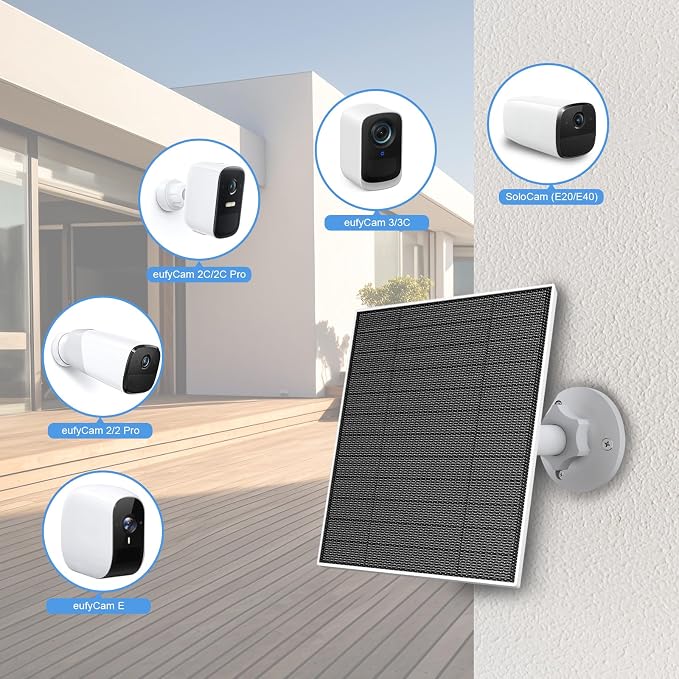 Solar Panel for Eufy Outdoor Camera, 5W Camera Solar Panel Charger Compatible - Image 2