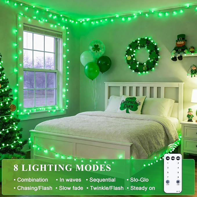 JMEXSUSS Connectable 100 LED Globe String Lights Indoor, 33ft 8 Modes Christmas - Image 3
