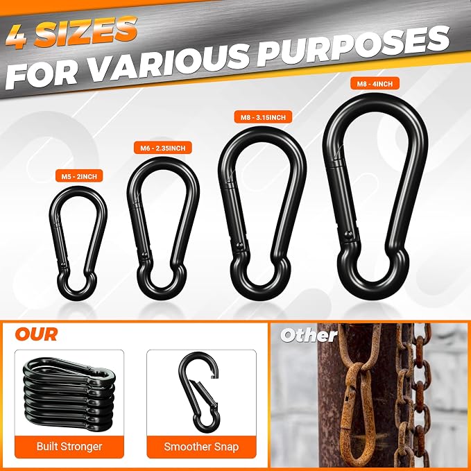 sprookber Carabiner Clips Spring Snap Hook, Iron Heavy Duty Caribeaners - Image 5