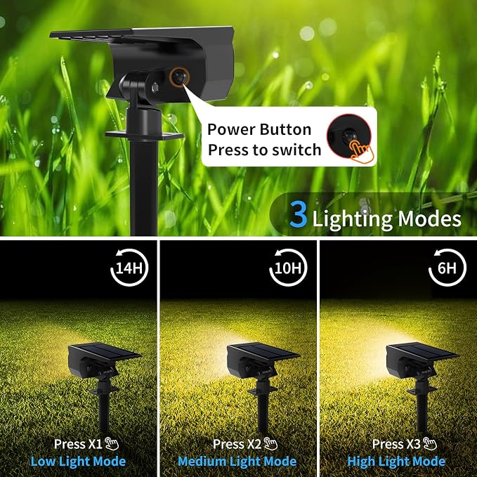 Tadyreal Solar Spot Lights Outdoor 2 Pack, Solar Landscape Spotlights Waterproof - Image 4