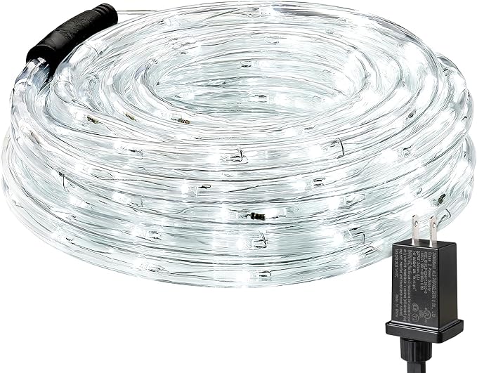 Lighting EVER 33ft 240 LED Outdoor Rope Lights Cool White 6000K, 24 V by LightingEVER
