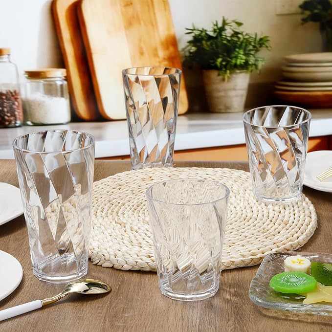 LemonRoad 24 Pack Reusable Plastic Drinking Glasses Set - 20oz & 13.5oz - Image 4