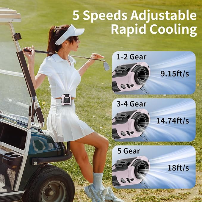 Socool 10000mAh Portable Waist Fan Clip on Wearable Belt Personal Fan - Image 2