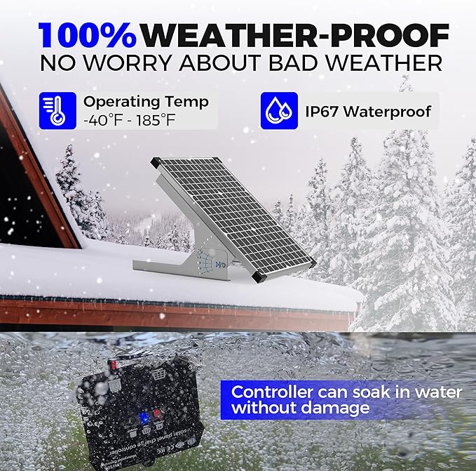 Voltset 30W Solar Panel Kit, 12v Solar Battery Trickle Charger Maintainer + 10A - Image 4