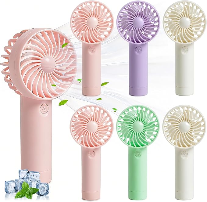 6 Pcs Mini Handheld Fan Bulk, 3 Speed Portable Personal USB Rechargeable Fan by Aeergured