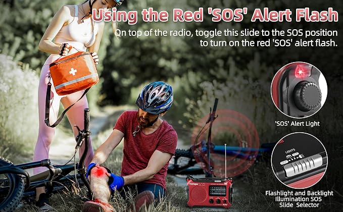 Kaito KA500RED 5-Way Powered Emergency AM/FM/SW Weather Alert Radio - Image 7