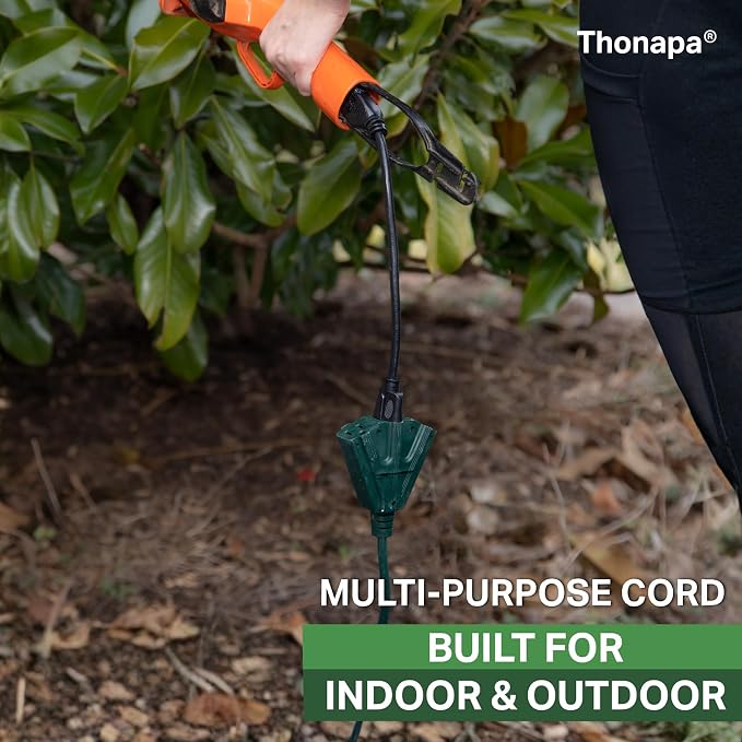 Thonapa 2 Pack 50 ft Green Outdoor Extension Cord 3 Outlet Pigtail - Image 4