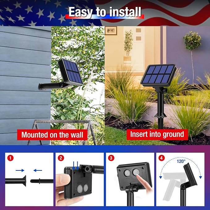 btfarm 4 Pack Red White and Blue Solar Fairy Lights, 4th of July Solar String - Image 7