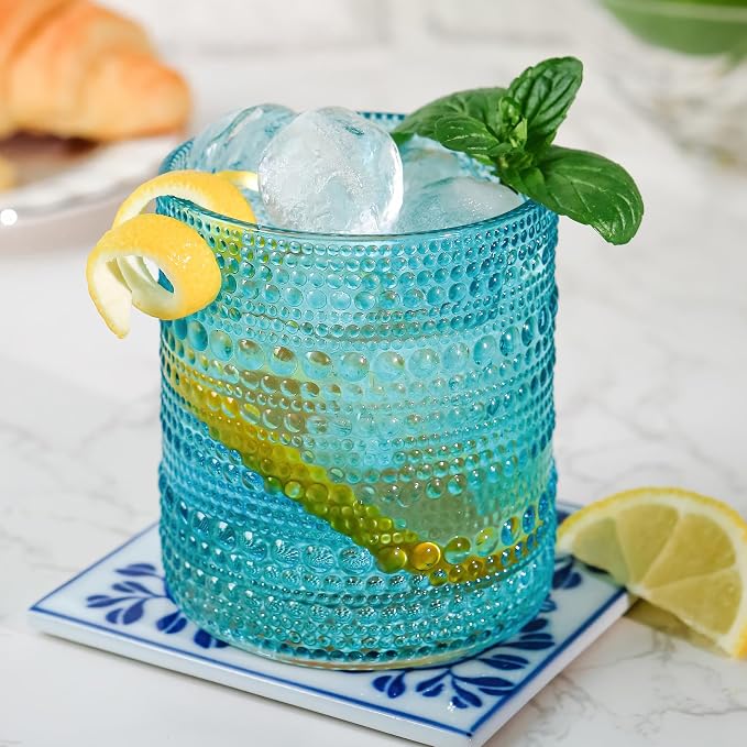 Kate Aspen Hobnail Beaded Drinking Glasses Vintage Glassware Set | Cocktail - Image 7
