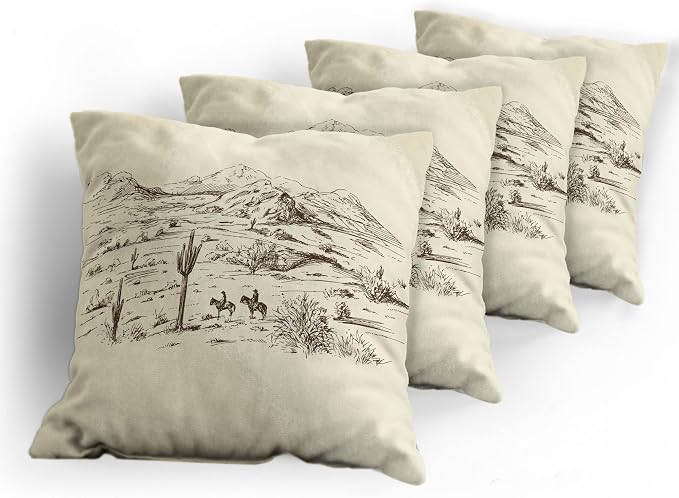Ambesonne Western Decorative Throw Pillow Case Pack of 4, Wild West Landscape - Image 5