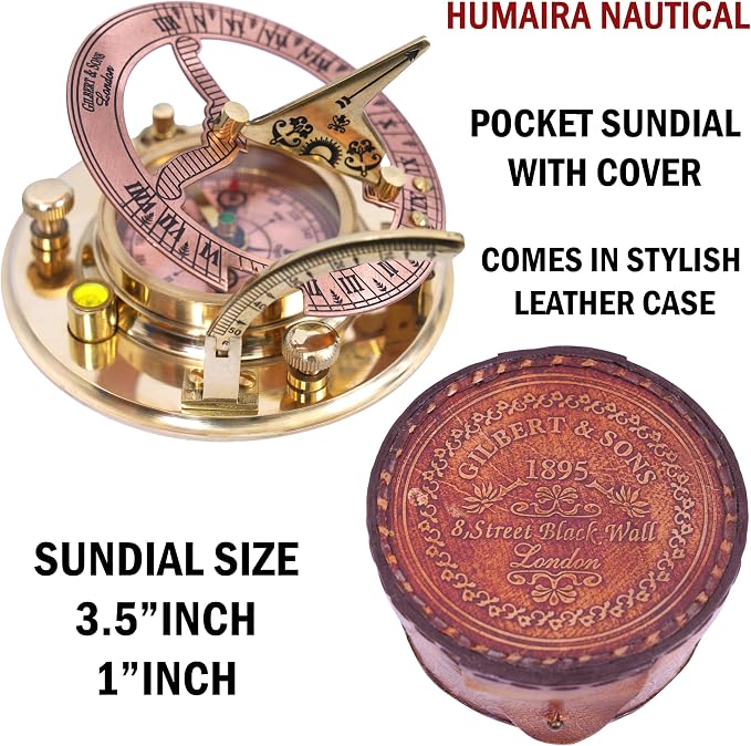 Humaira Nautical Vintage Brass Sundial Compass - Image 3