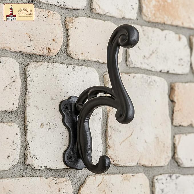 Mystic Colonial Rustic Cast Iron Wall Hooks Heavy Duty Vintage Utility Hooks - Image 4