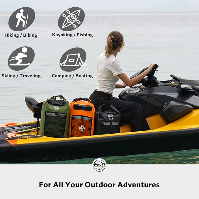 STOVER 5/10/25/30/40/55L Waterproof Dry Bag- Roll-Top Backpack w/Phone Case- - Image 6