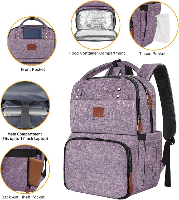 MATEIN Womens Backpack with Lunch Compartment, Fits 17 Inch Laptop Backpack - Image 6